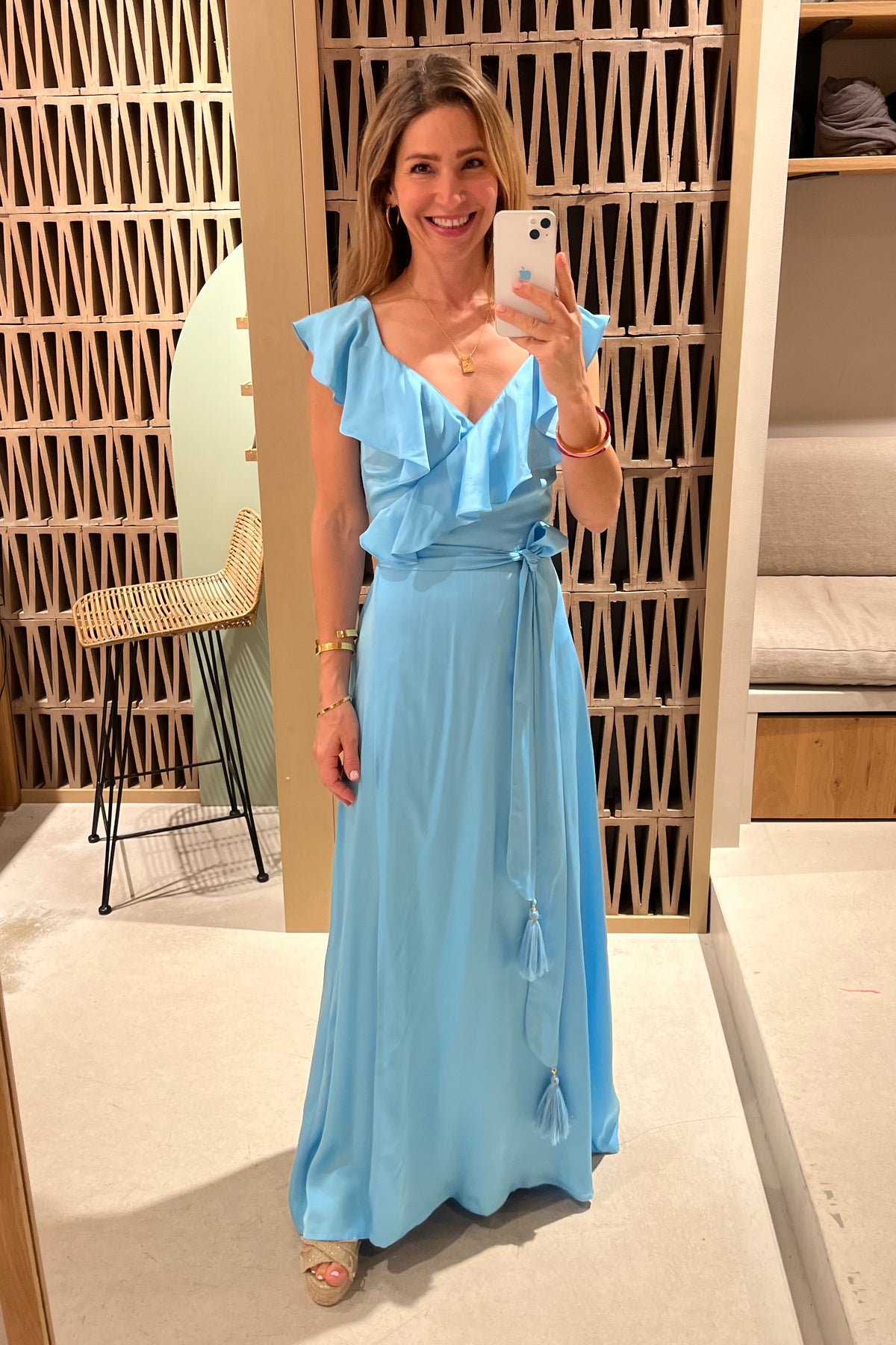 WRAP VISCOSE DRESS "PACCIA" SKY BLUE