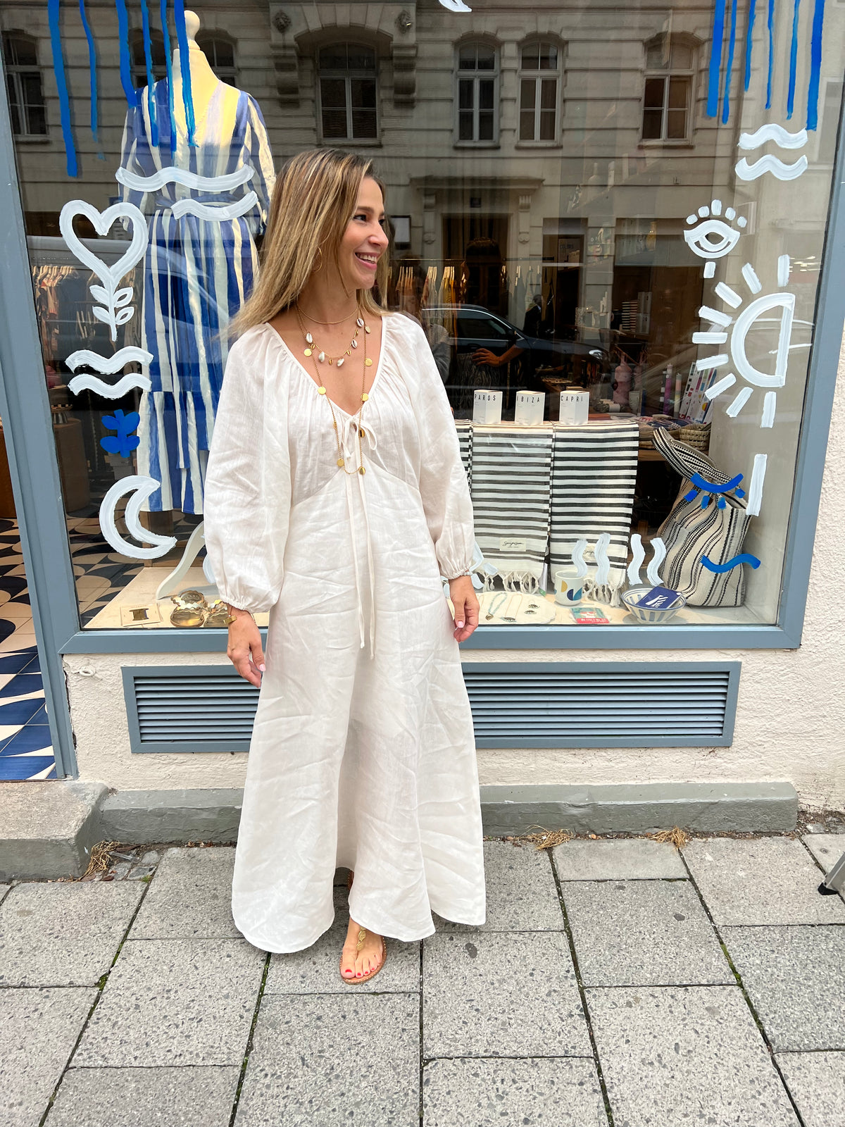 LONG LINEN DRESS "MINIMAL"