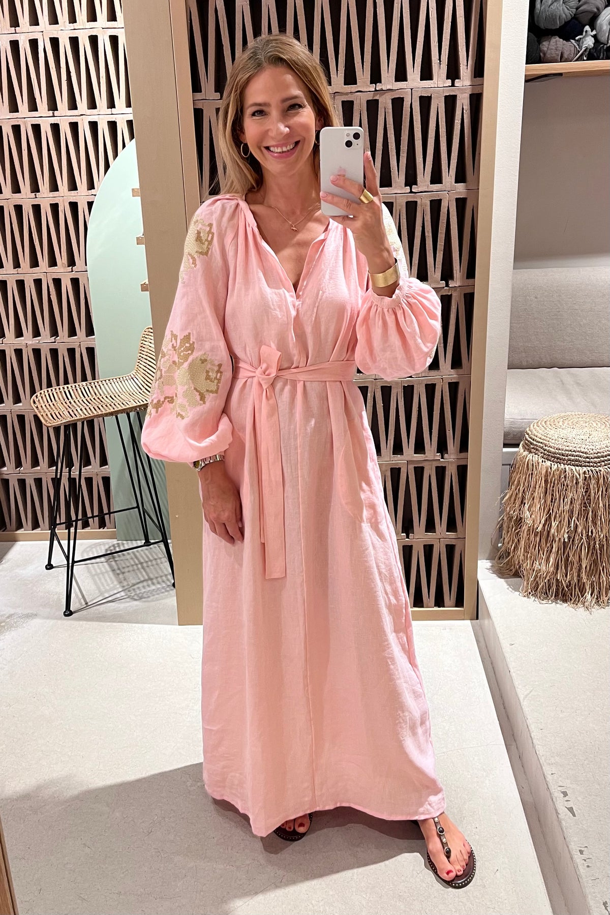 LINEN DRESS "FLEUR" ROSE