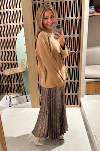 PLEATED MIDI SKIRT "SNAKE" SILVER/BROWN