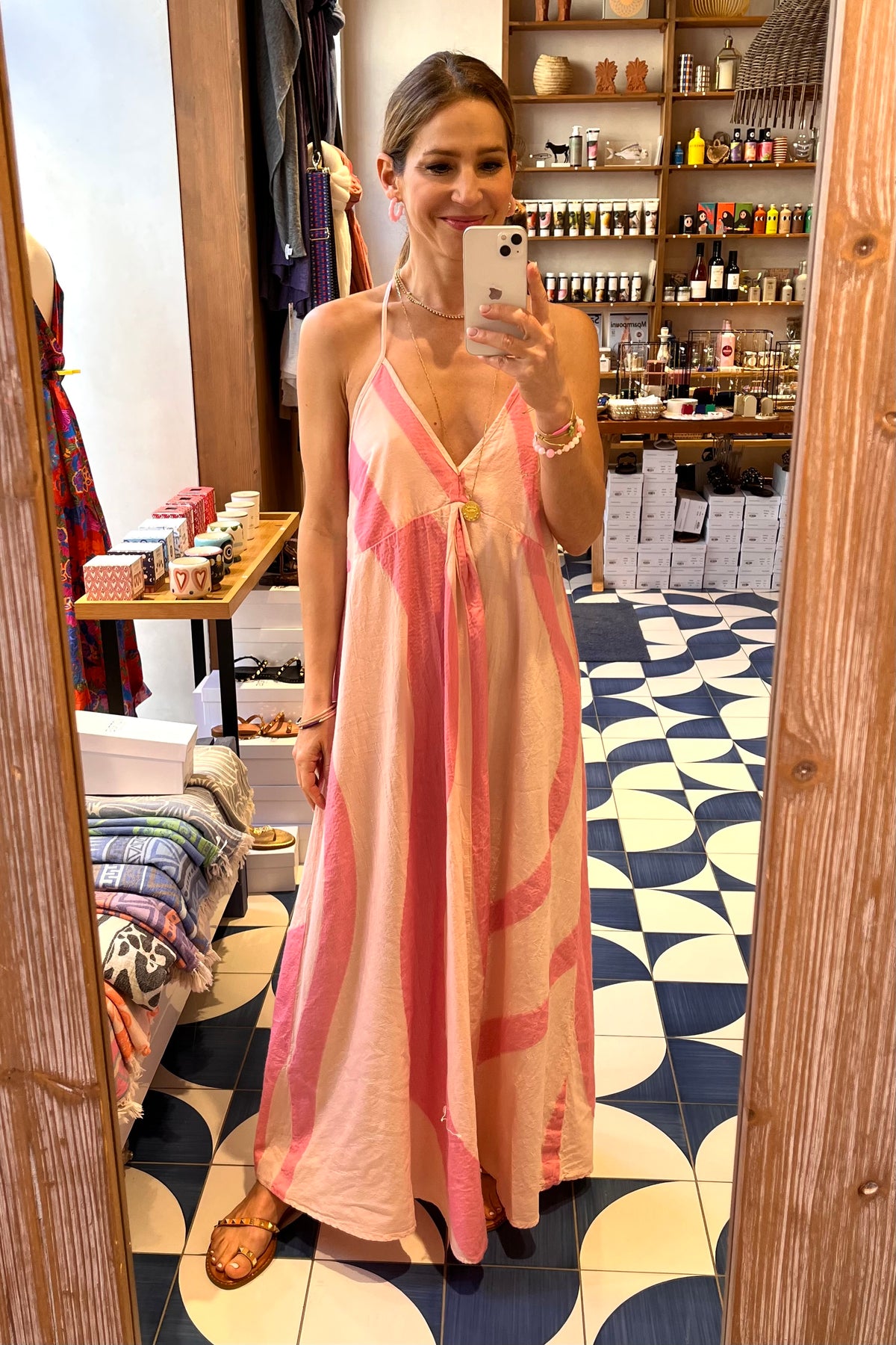 LONG STRAPPY DRESS "OLYMPIA" PINK