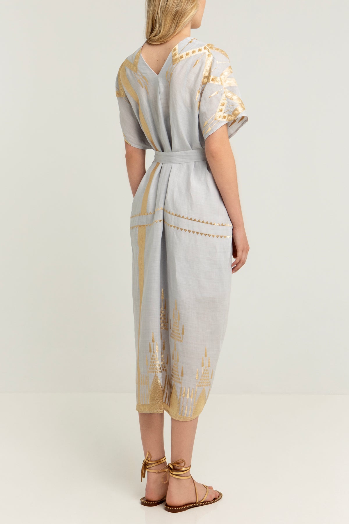 OVERSIZED KAFTAN DRESS "ROOTS" LIGHT GREY/GOLD