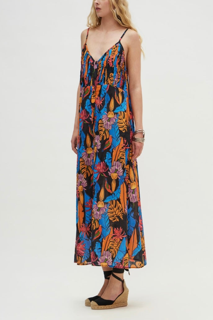 MIDI DRESS "SEATTLE" BLACK/MULTICOLOUR