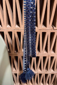 WOVEN BELT WITH TASSELS "MOSAIC" BLUE/GOLD