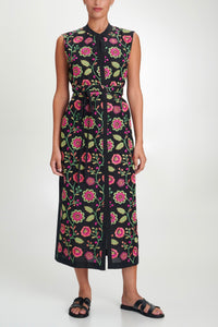 EMBROIDERED SLEEVELESS DRESS "DAHLIA" MULTICOLOR