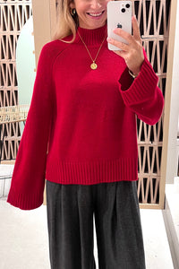 ALPACA PULLOVER WITH WIDE SLEEVES RED