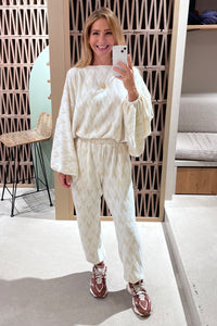 COZY KNIT PANTS BEIGE/OFF WHITE