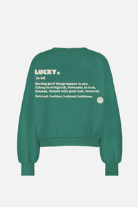 OVERSIZED COTTON SWEATER "LUCKY" PEACOCK GREEN