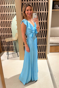 WRAP VISCOSE DRESS "PACCIA" SKY BLUE