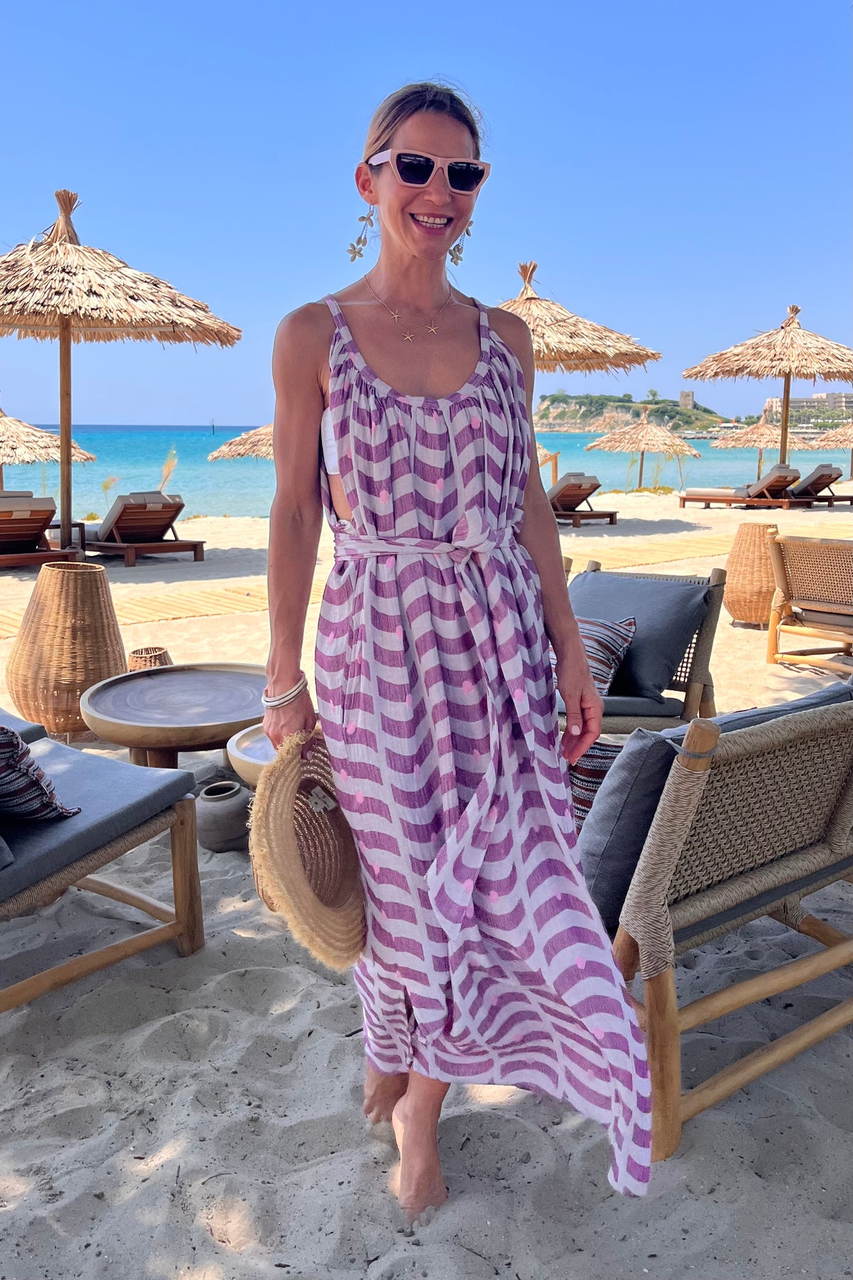 OVERSIZED BEACH DRESS "TINOS" AUBERGINE