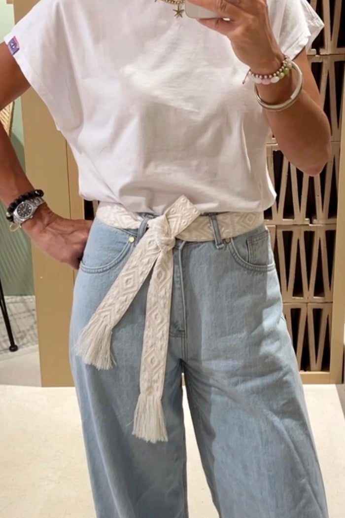 WOVEN BELT "AZTEC" WHITE/ECRU