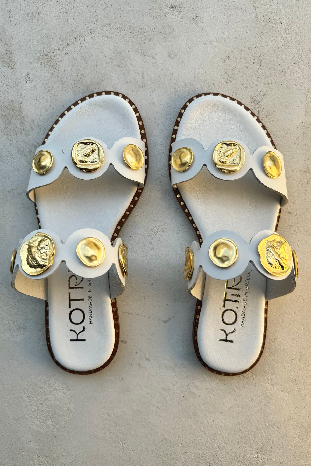 SANDALS "SANTORINI" WHITE/GOLD
