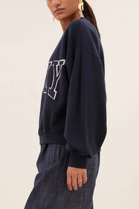 OVERSIZED COTTON SWEATER "LUCKY" NAVY