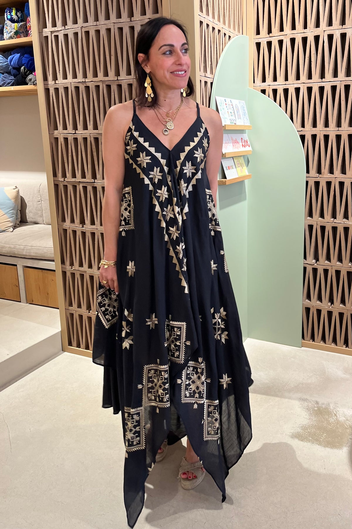 STRAPPY ASYMMETRICAL DRESS "LEFKADA" BLACK/GOLD