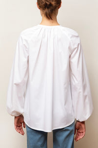 COTTON BLOUSE WITH BALLOON SLEEVES WHITE