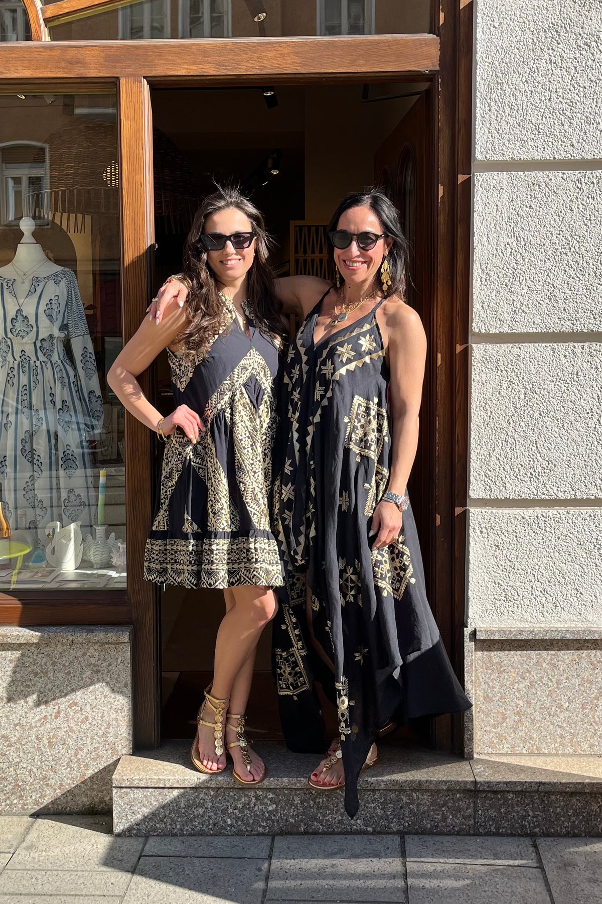 STRAPPY ASYMMETRICAL DRESS "LEFKADA" BLACK/GOLD