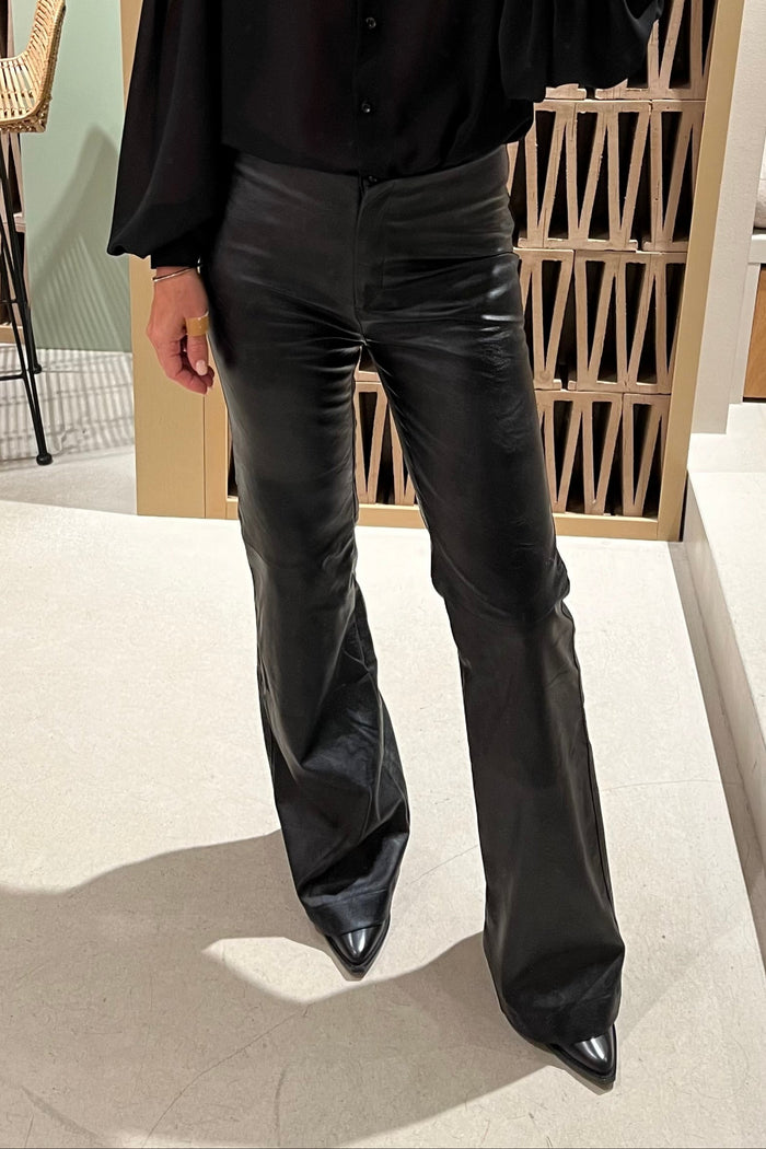 LONG VEGAN LEATHER PANTS