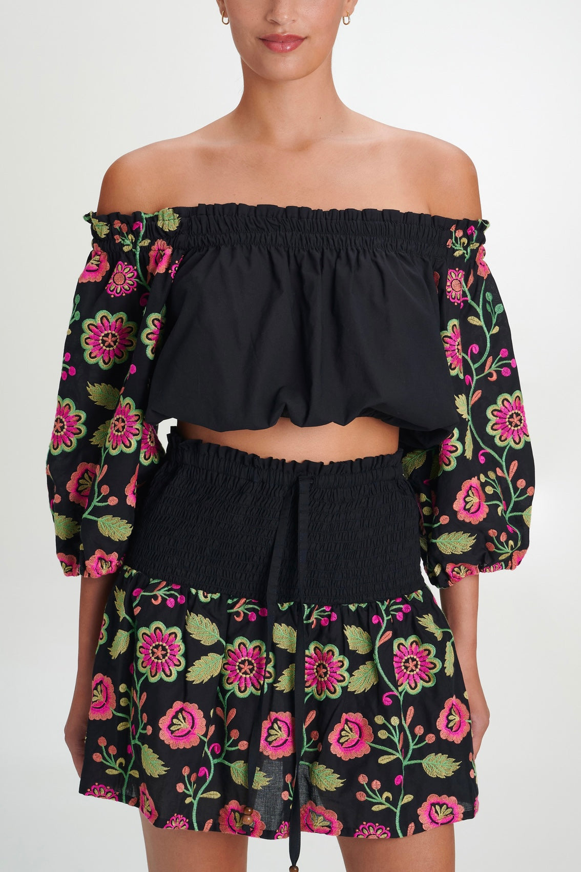 EMBROIDERED TOP "DAHLIA" MULTICOLOR