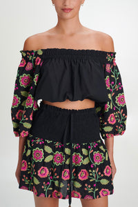 EMBROIDERED TOP "DAHLIA" MULTICOLOR