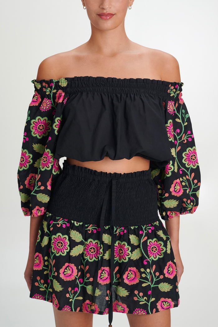 EMBROIDERED TOP "DAHLIA" MULTICOLOR