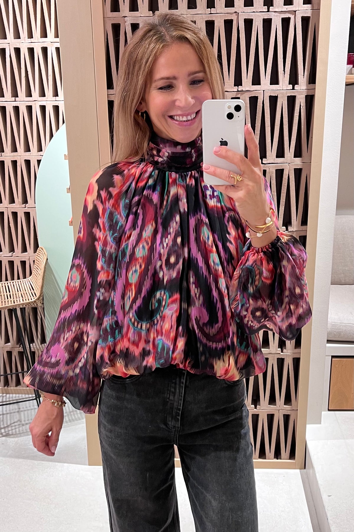 ECLECTIC BLOUSE "WINDFLOWER" BLACK/MULTICOLOR