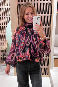 ECLECTIC BLOUSE "WINDFLOWER" BLACK/MULTICOLOR