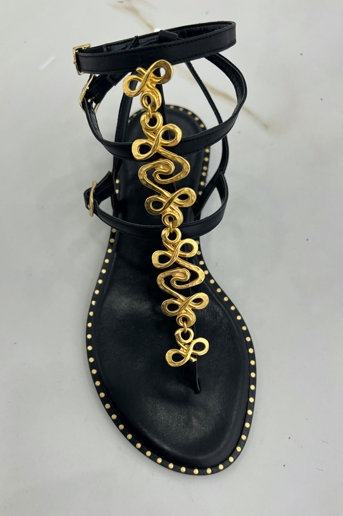 GLADIATOR SANDALS "MEDUSA" BLACK/GOLD