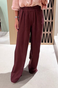 WIDE LEG VISCOSE PANTS „BURGUNDY“