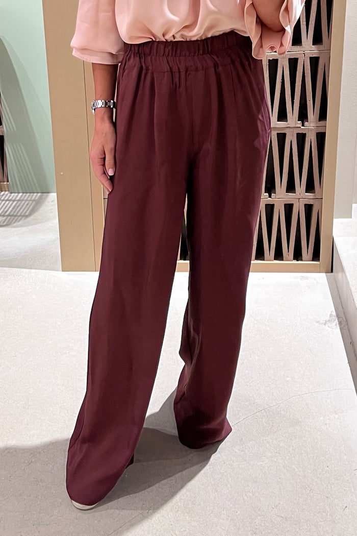 WIDE LEG VISCOSE PANTS „BURGUNDY“
