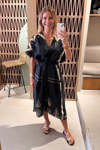 OVERSIZED KAFTAN DRESS "ROOTS" BLACK/GOLD