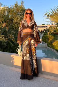 MAXI SKIRT "ALTHEA" BLACK/WHITE/ORANGE