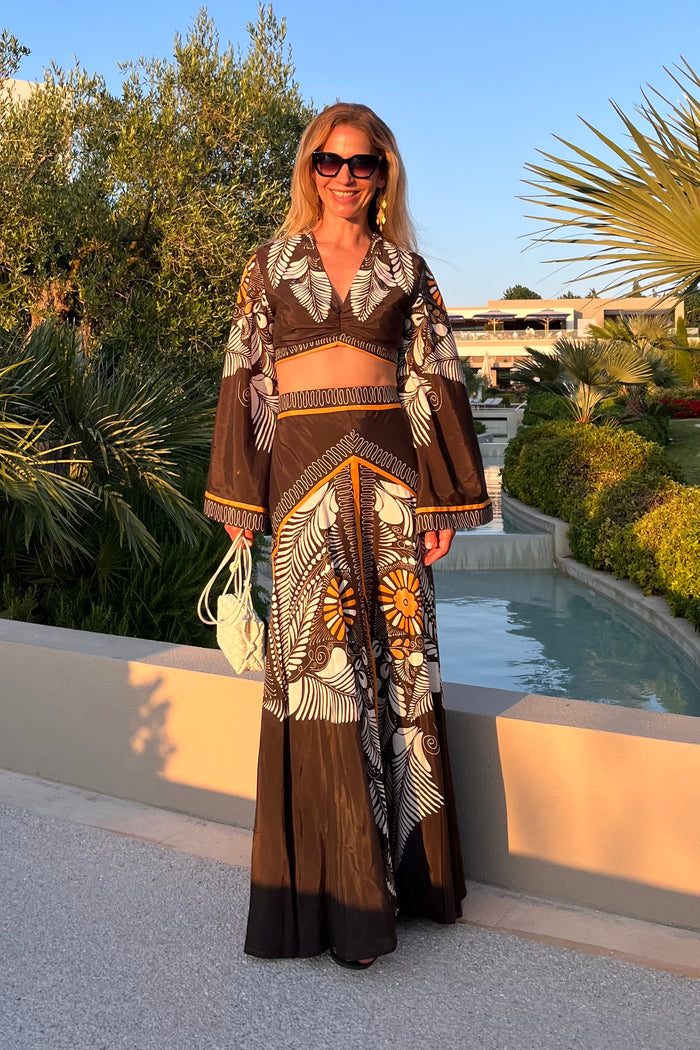 MAXI SKIRT "ALTHEA" BLACK/WHITE/ORANGE