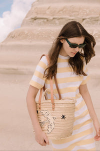 WOVEN & EMBROIDERED BASKET „MIDNIGHT BIRD“