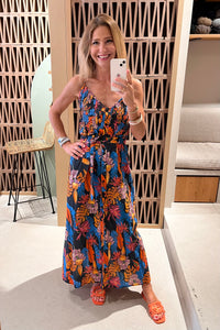 MIDI DRESS "SEATTLE" BLACK/MULTICOLOUR