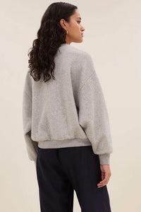 OVERSIZED COTTON SWEATER "LUCKY" GREY/NAVY