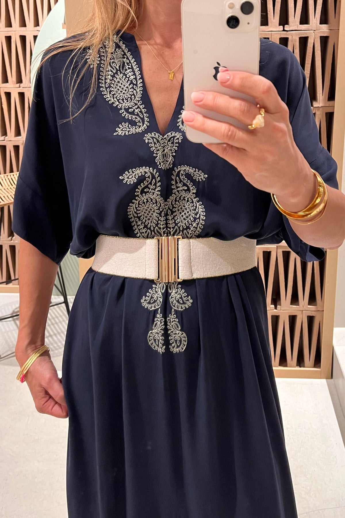 BROAD ELASTIC BELT “WHITE/GOLD GLITTER"