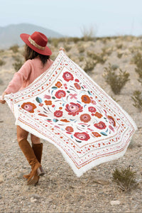 WOOL SILK SCARF "WINTERBLOOM" CREME