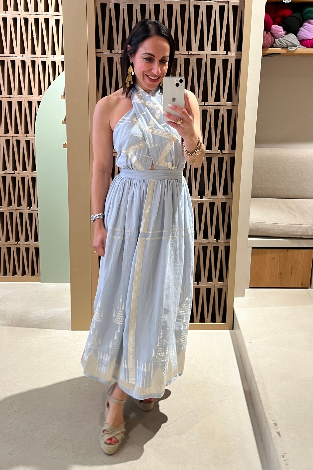 MIDI HALTERNECK DRESS "ROOTS" GREY/CHAMPAGNE