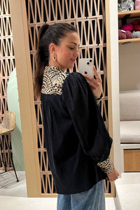 COTTON BLOUSE "TRIANGLE" BLACK/GOLD