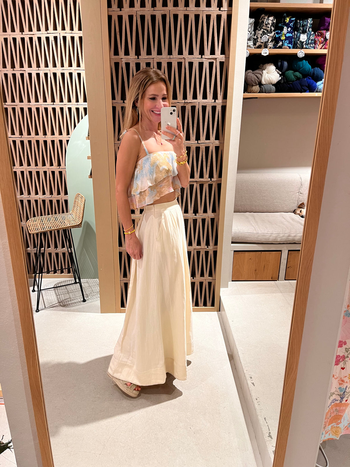 LONG PLEATED SKIRT "DELIA" ECRU