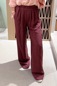 WIDE LEG VISCOSE PANTS „BURGUNDY“