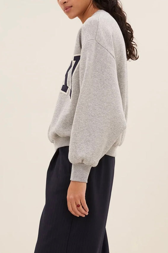OVERSIZED COTTON SWEATER "LUCKY" GREY/NAVY