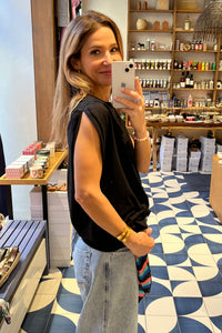 OVERSIZED SLEEVELESS COTTON TOP "ISABEL" BLACK