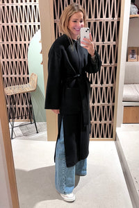 OVERSIZED COAT WITH BELT BLACK