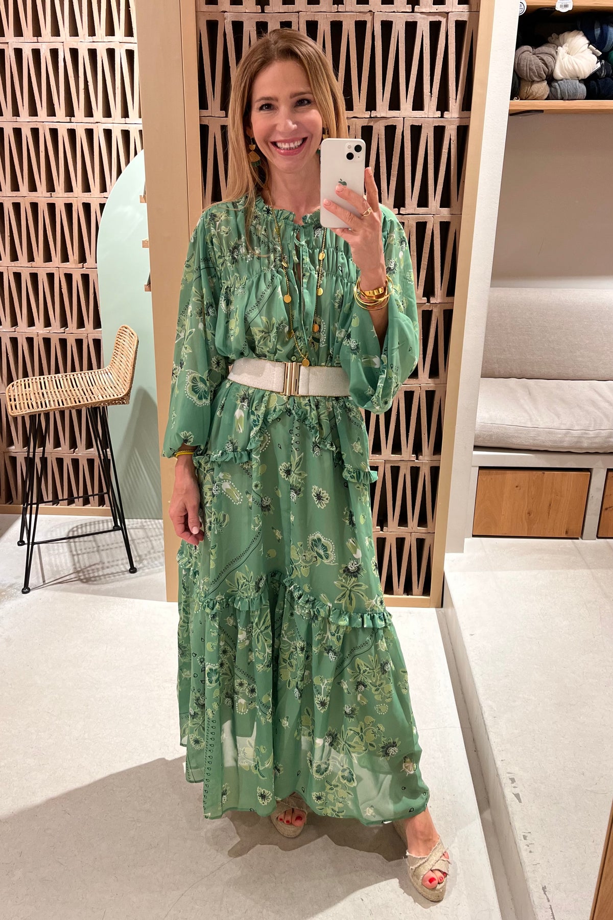 LONG TRANSPARENT CHIFFON DRESS "SUEZ" GREEN