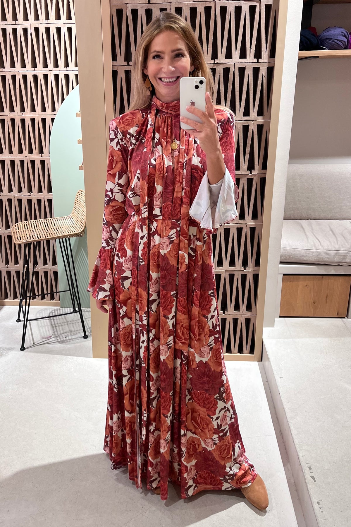 LONG DRESS "PEONY" BORDEAUX/RUST