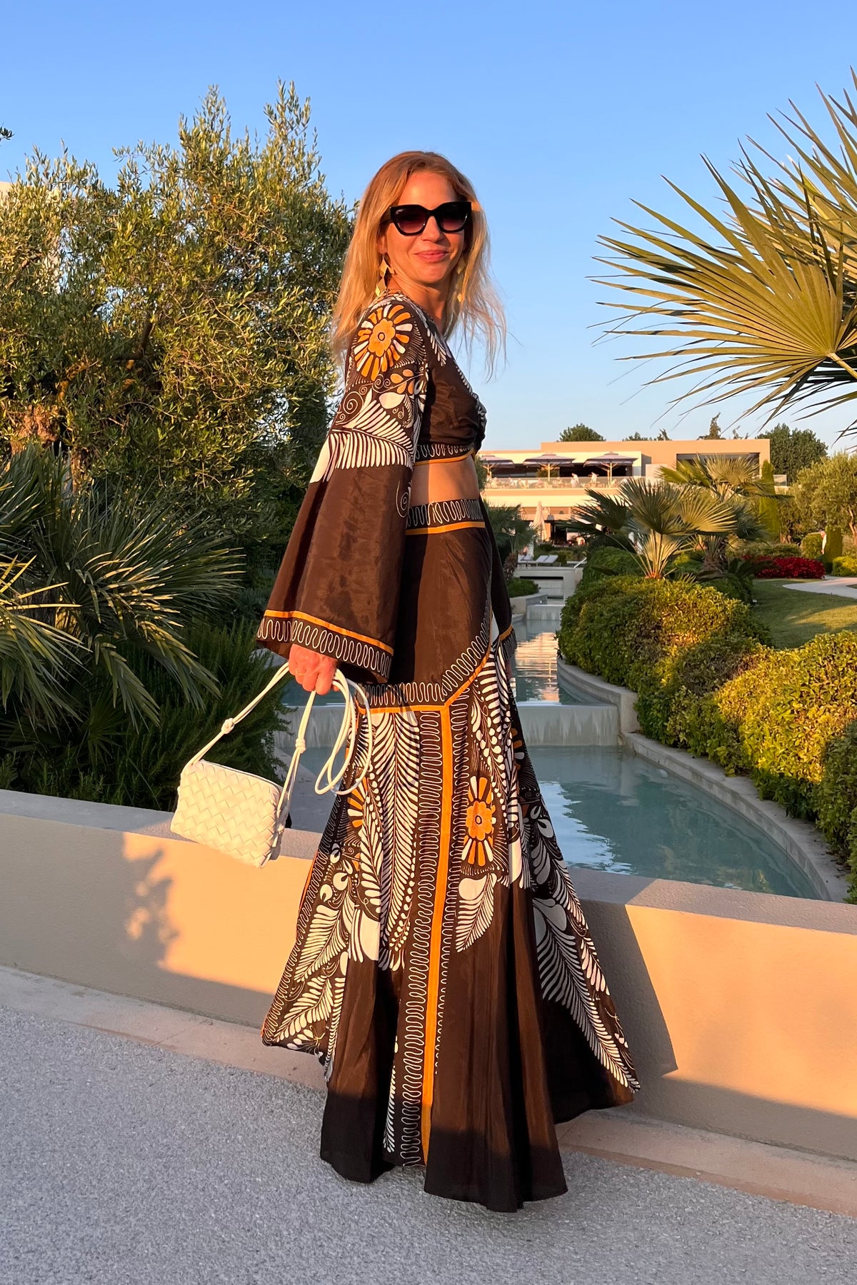 MAXI SKIRT "ALTHEA" BLACK/WHITE/ORANGE