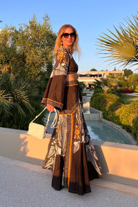 MAXI SKIRT "ALTHEA" BLACK/WHITE/ORANGE