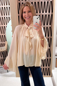 BOW TIE CHIFFON BLOUSE VANILLA