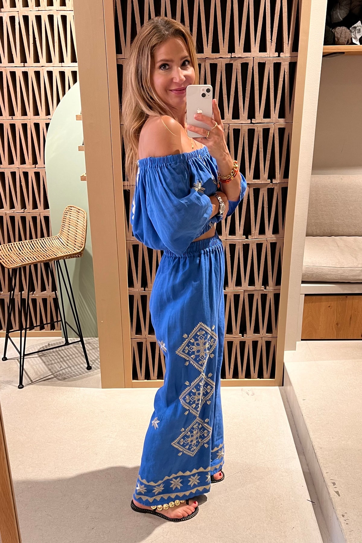 LINEN PANTS "LEFKADA" BLUE RAF/GOLD